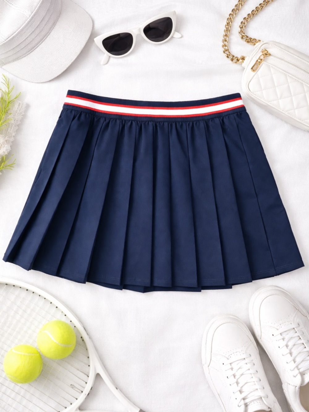 Walter Hagen Navy Pleated Skort Striped Waist Athletic Preppy - Picture 8 of 8